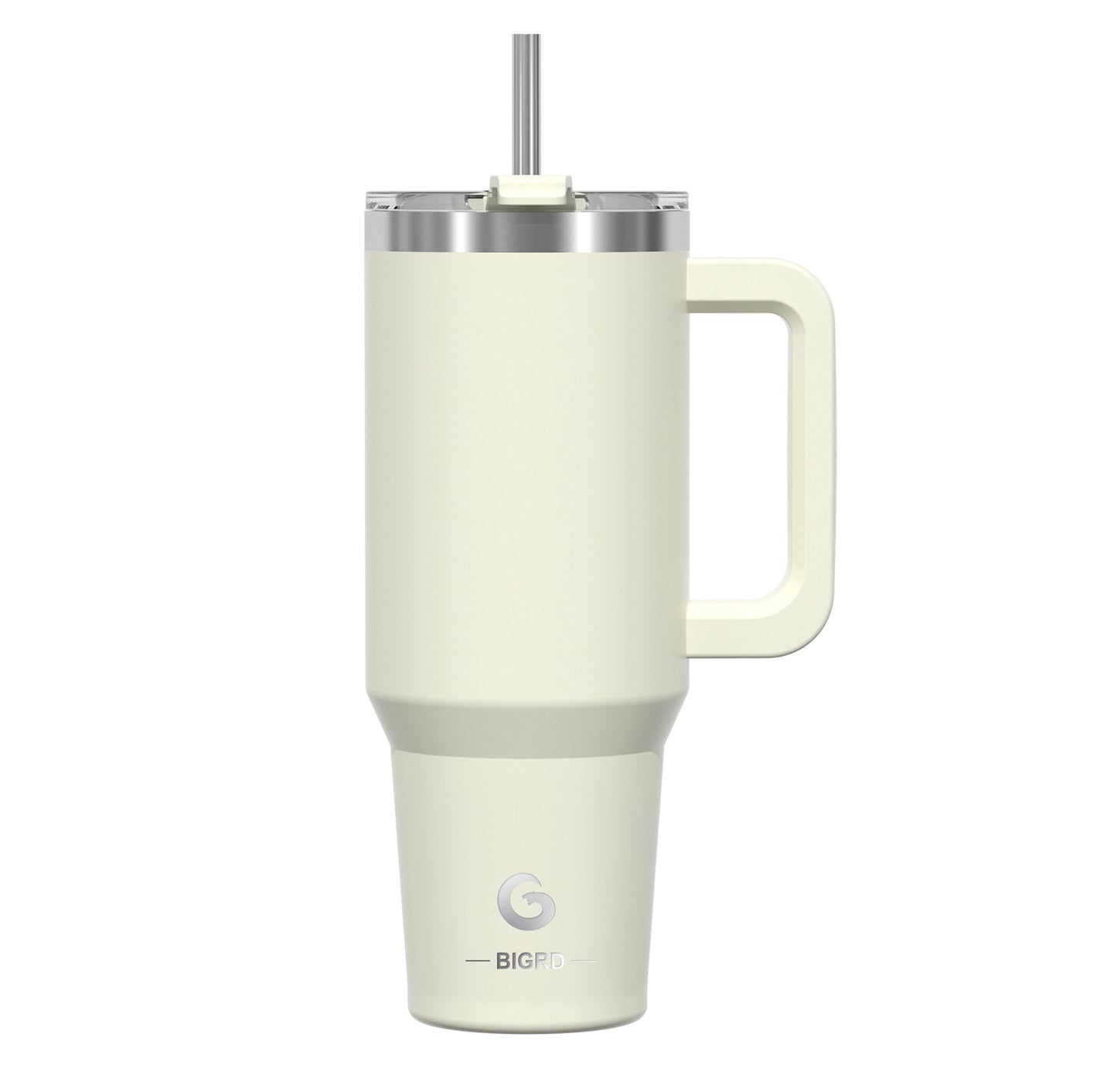 40oz Coffee Mug to Go Thermal Mug Double-Walled Stainless Steel with Handle and Straw Thermal Tumbler-White