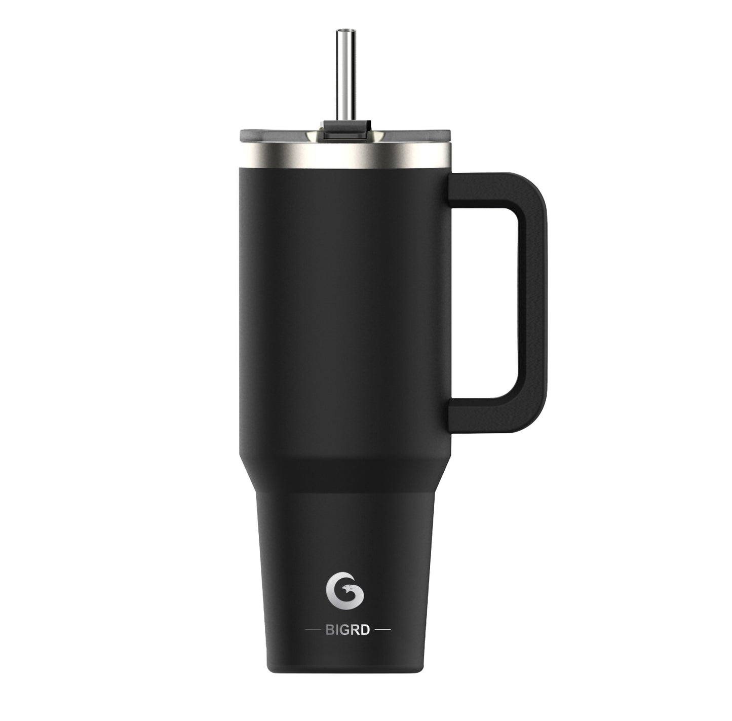 40oz Coffee Mug to Go Thermal Mug Double-Walled Stainless Steel with Handle and Straw Thermal Tumbler-Black